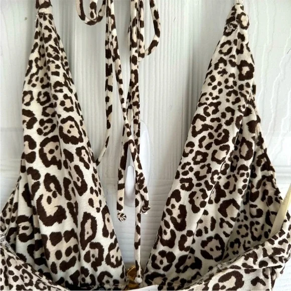 Sky Leopard Print Rhinestone Beaded Maxi Dress XS Halter Open Back Glam Y2K NWT - Picture 12 of 16